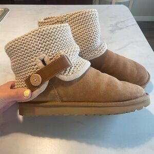 UGG Beige Knit Cuff Boots